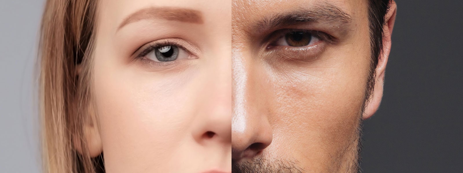 Comparatif homme femme tiers moyen du visage