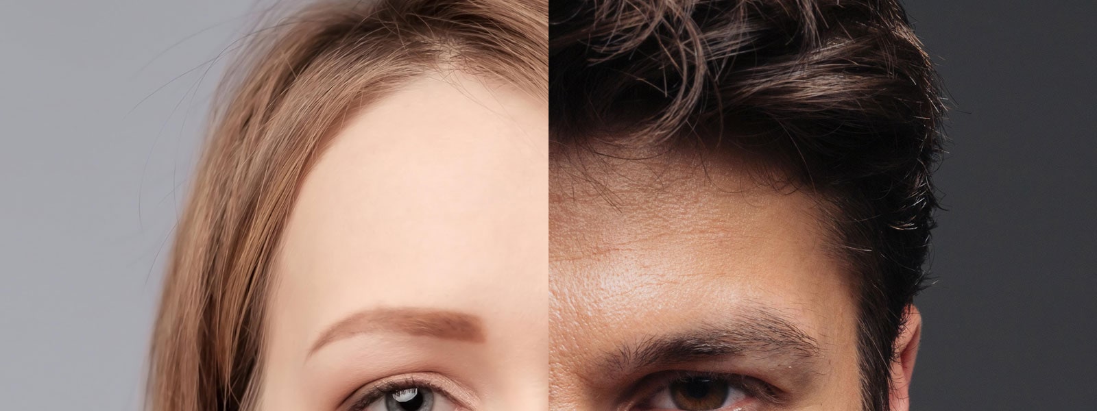 Comparatif homme femme tiers supérieur du visage